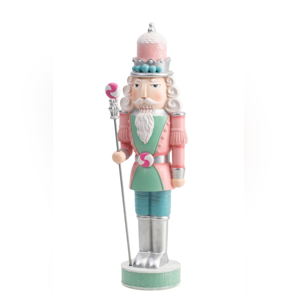 18" Pastel Resin Nutcracker ~ Peppermint Square